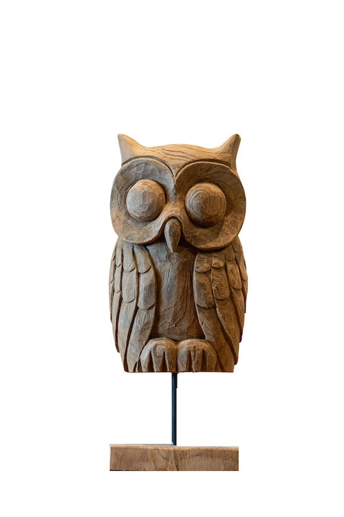 Standing Teak Owl